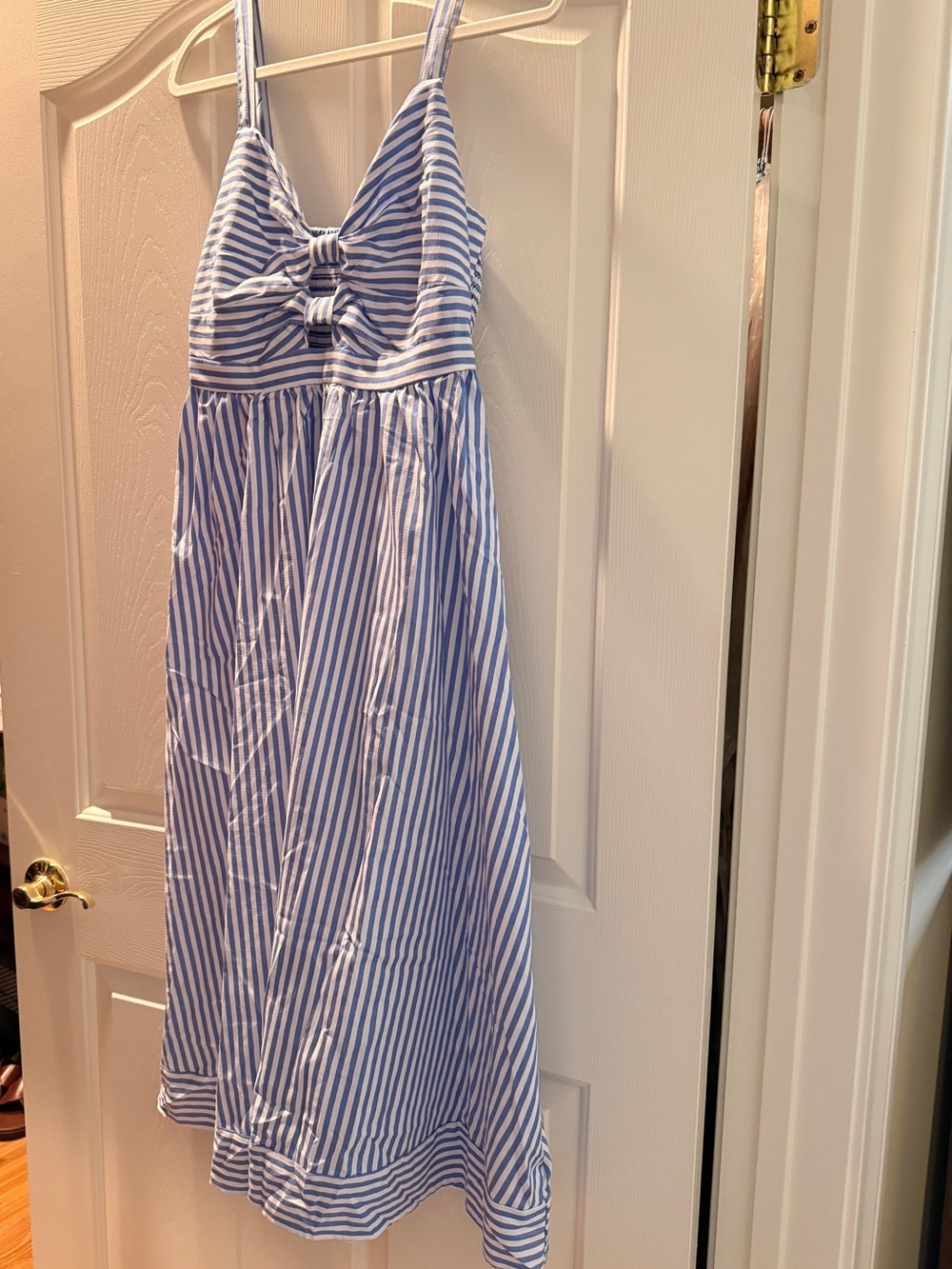 Cupshe Blue & White Striped Bow-Front Dress
